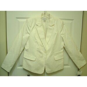 Liz Claiborne White Cotton Blazer, Large, Excellent! New With Tags!